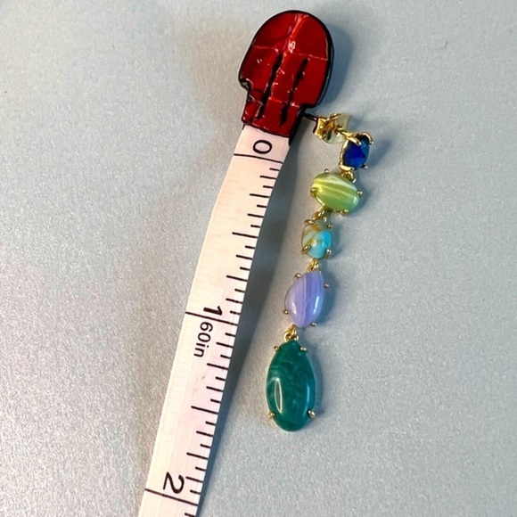 Anthropologie Stone Drop Earrings in Green  NWT - Picture 3 of 4